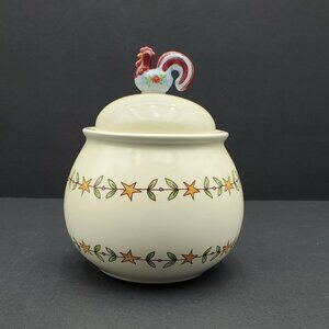 Russ Berrie Rooster Top Sugar Bowl Lidded Jar Covered Bowl